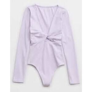 Aerie Twist Front Keyhole Bodysuit in Lilac, S NWOT